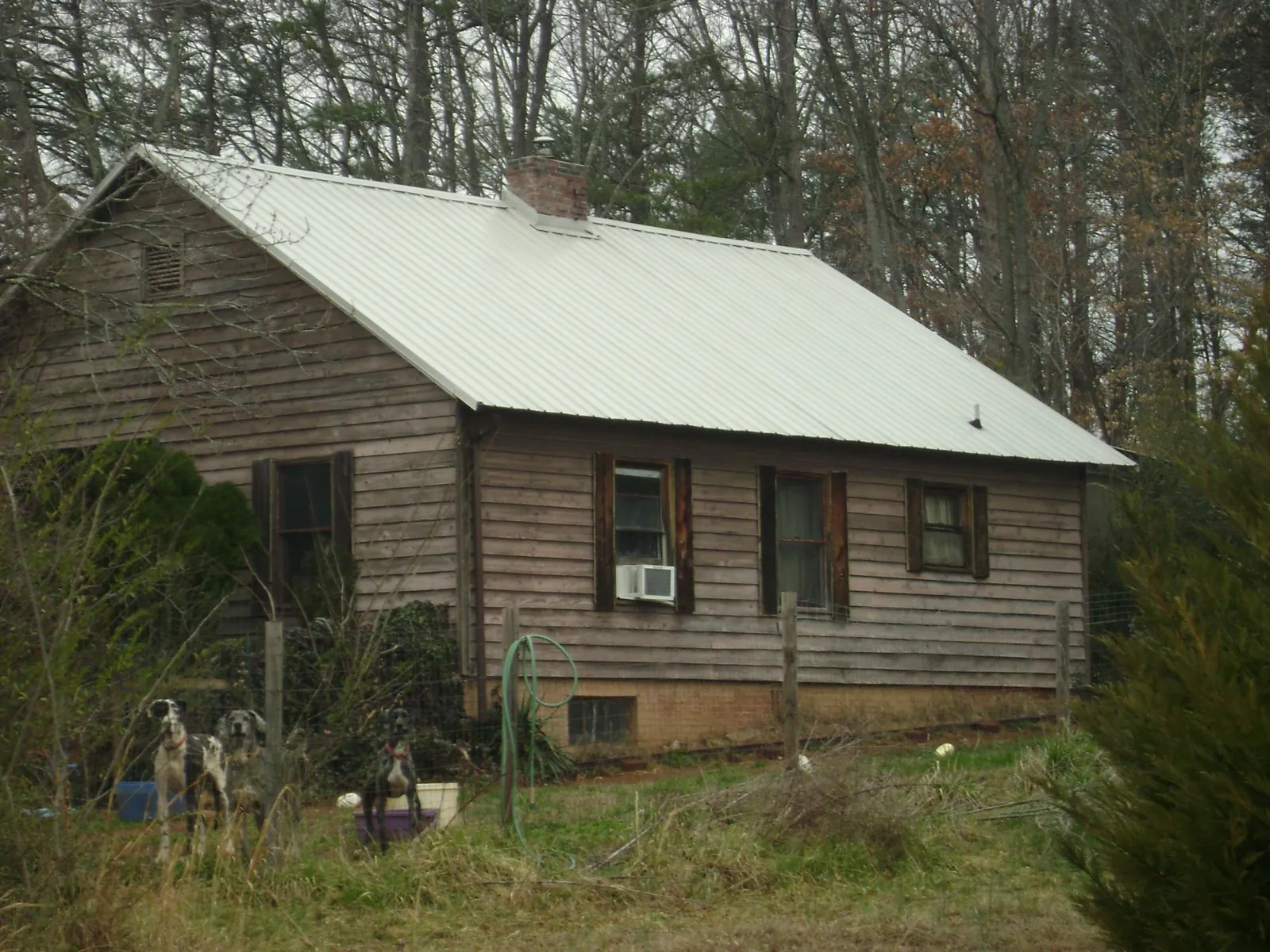 White metal roof on an old wood sided farmhouse, from a Metal Roof Installation job in Coalfield